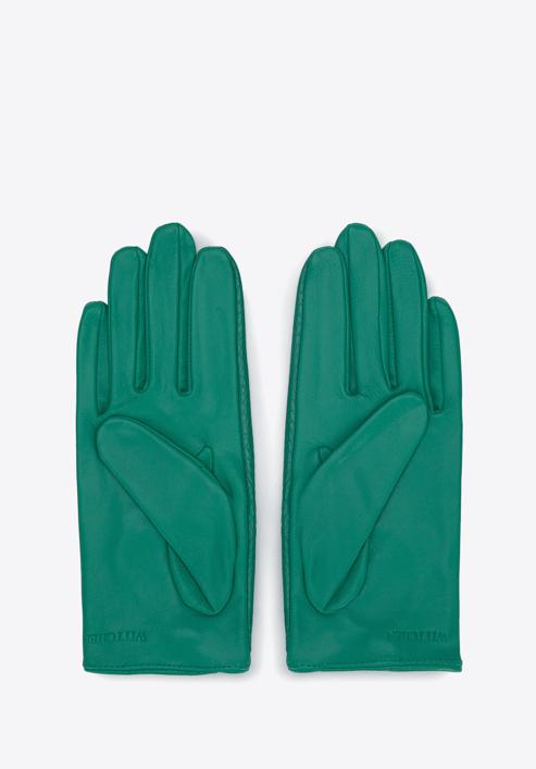 Mănuși de damă din piele de mașină, clasice, verde, 46-6A-002-1-M, Fotografie 3