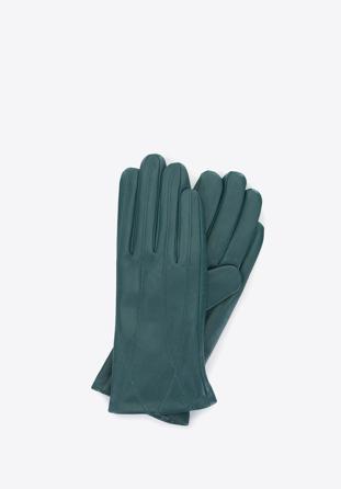 Mănuși de damă din piele matlasată, verde, 39-6-639-Z-S, Fotografie 1
