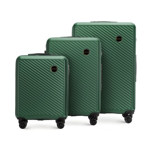 Un set de valize din ABS cu dungi diagonale, verde închis, 56-3A-74S-90, Fotografie 1