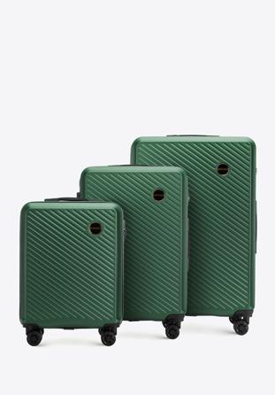 Un set de valize din ABS cu dungi diagonale, verde închis, 56-3A-74S-85, Fotografie 1