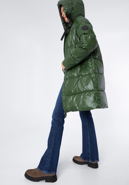Palton de damă supradimensionat matlasat, verde, 97-9D-403-1-2XL, Fotografie 4
