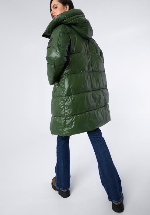 Palton de damă supradimensionat matlasat, verde, 97-9D-403-1-S, Fotografie 5