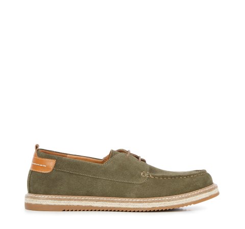 Pantofi din piele de căprioară pentru bărbați cu o talpă de coardă, verde, 96-M-516-Z-41, Fotografie 1