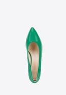 Pantofi damă din piele clasici din piele cu toc pătrat, verde, 96-D-501-Z-35, Fotografie 4