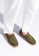 Pantofi din piele de căprioară pentru bărbați cu o talpă de coardă, verde, 96-M-516-N-43, Fotografie 15