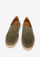 Pantofi din piele de căprioară pentru bărbați cu o talpă de coardă, verde, 96-M-516-N-42, Fotografie 3