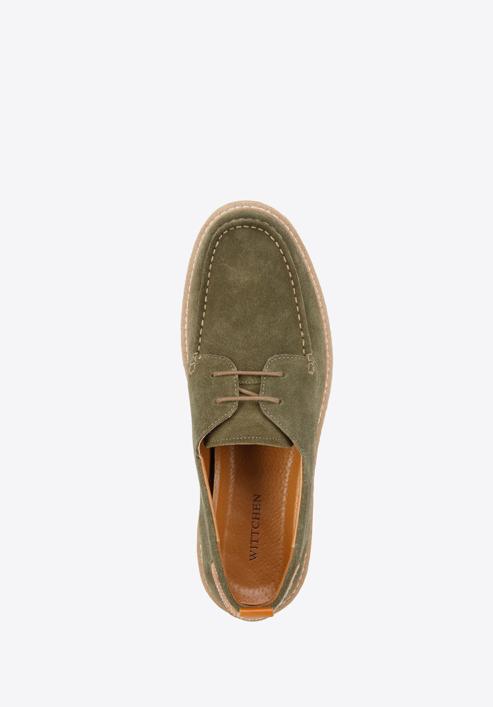 Pantofi din piele de căprioară pentru bărbați cu o talpă de coardă, verde, 96-M-516-Z-43, Fotografie 4