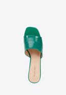 Papuci de damă din piele ecologică croco cu toc, verde, 94-DP-204-P-37, Fotografie 4