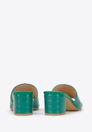 Papuci de damă din piele ecologică croco cu toc, verde, 94-DP-204-P-37, Fotografie 5