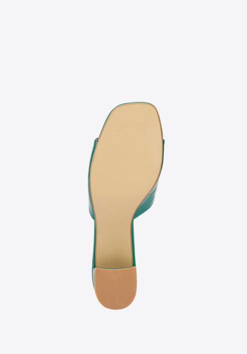 Papuci de damă din piele ecologică croco cu toc, verde, 94-DP-204-P-37, Fotografie 6