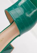 Papuci de damă din piele ecologică croco cu toc, verde, 94-DP-204-P-37, Fotografie 7