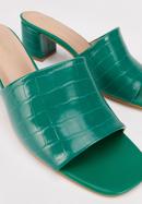 Papuci de damă din piele ecologică croco cu toc, verde, 94-DP-204-Z-36, Fotografie 8