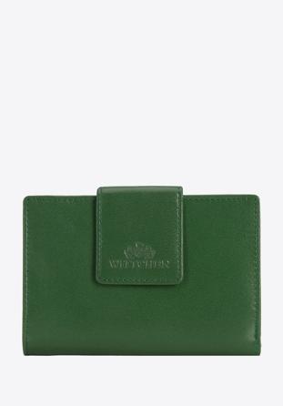 Portofel de damă din piele cu o închidere elegantă cu capsă, verde, 14-1-048-L0, Fotografie 1