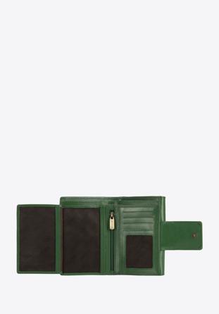 Portofel de damă din piele cu o închidere elegantă cu capsă, verde, 14-1-048-L0, Fotografie 1