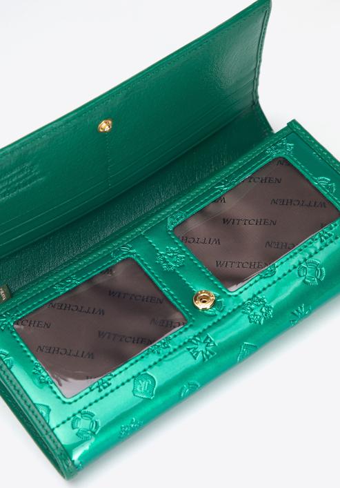 Portofel de damă din piele lăcuită cu monogramă, verde, 34-1-052-FF, Fotografie 5