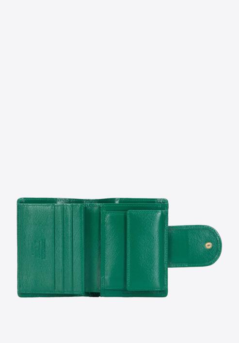 Portofel de damă din piele lăcuită monogramă, închidere cu capsă, verde, 34-1-362-FF, Fotografie 2