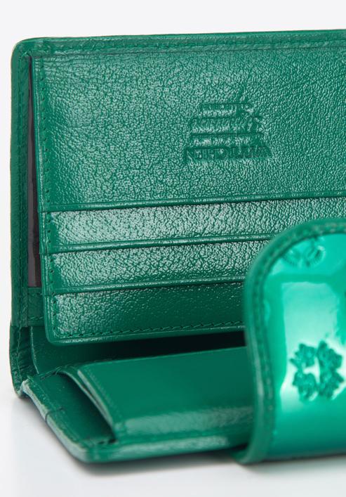 Portofel de damă din piele lăcuită monogramă, închidere cu capsă, verde, 34-1-362-FF, Fotografie 5