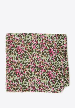 Eșarfă damă plisată culoare în pete tip leopard, verde - roz, 94-7D-X06-3, Fotografie 1