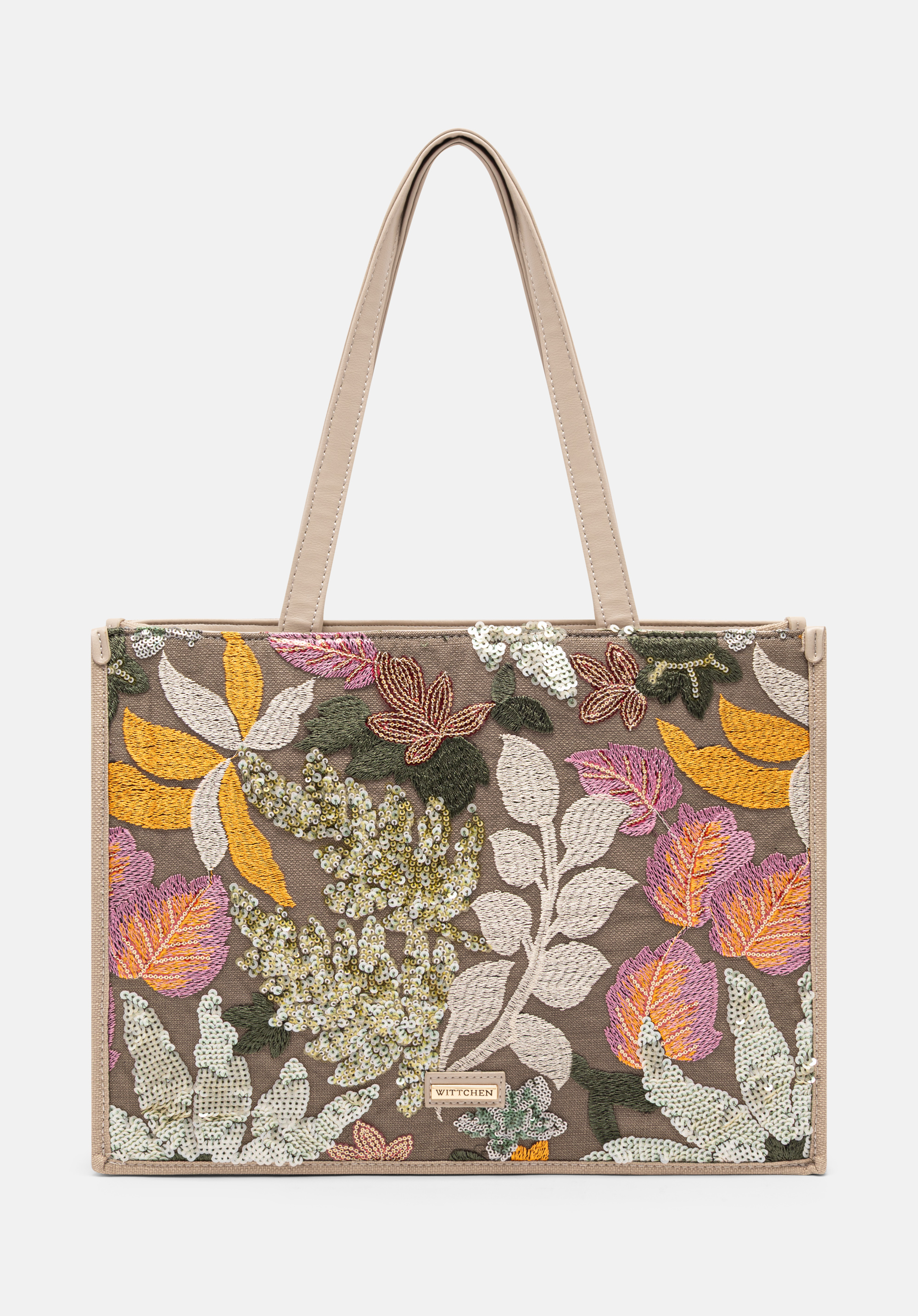 Geantă shopper de damă cu paiete verde-roz