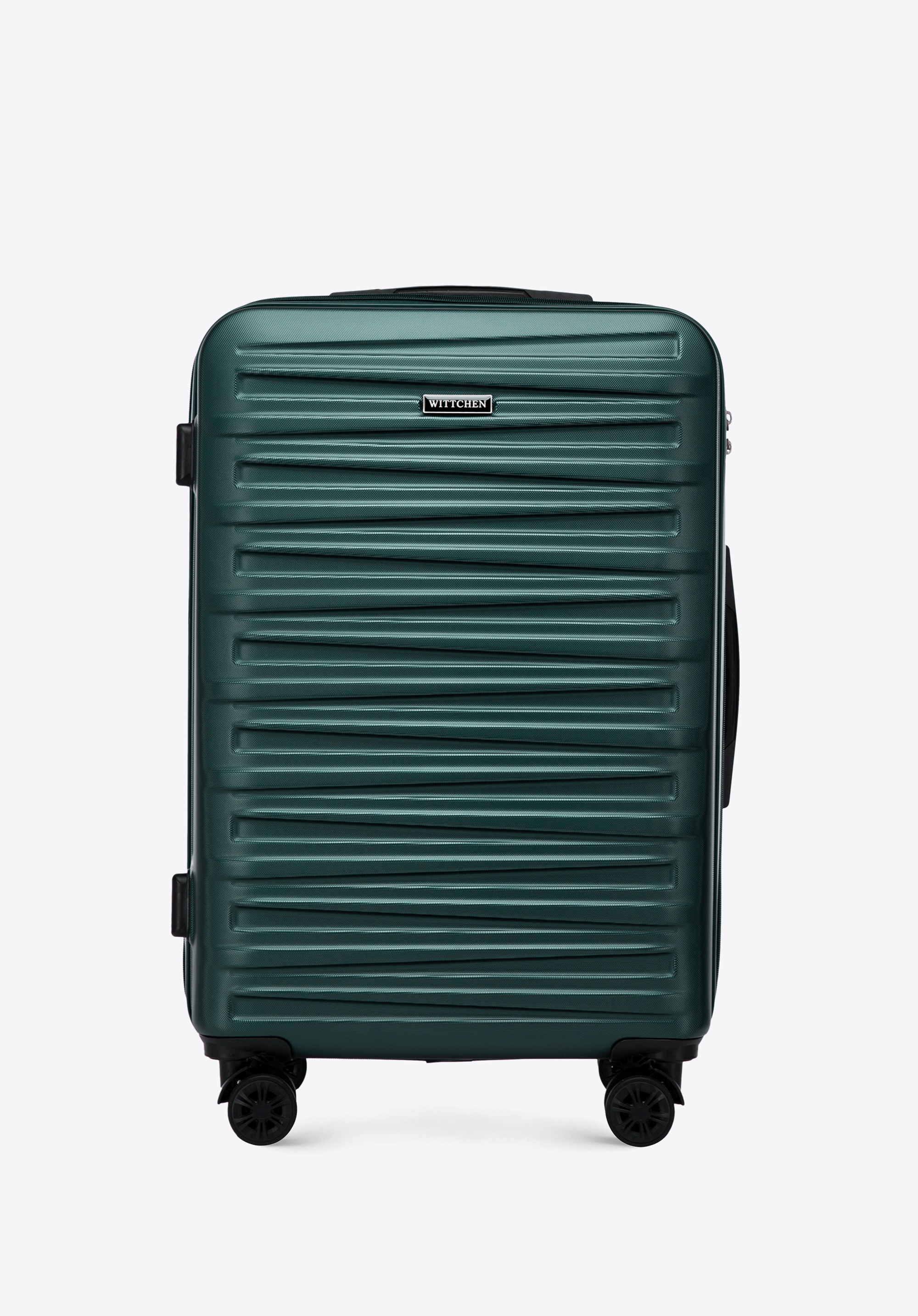 Valiză de dimensiuni medii cu exterior texturat, verde, 56-3A-002-85, Fotografie 1