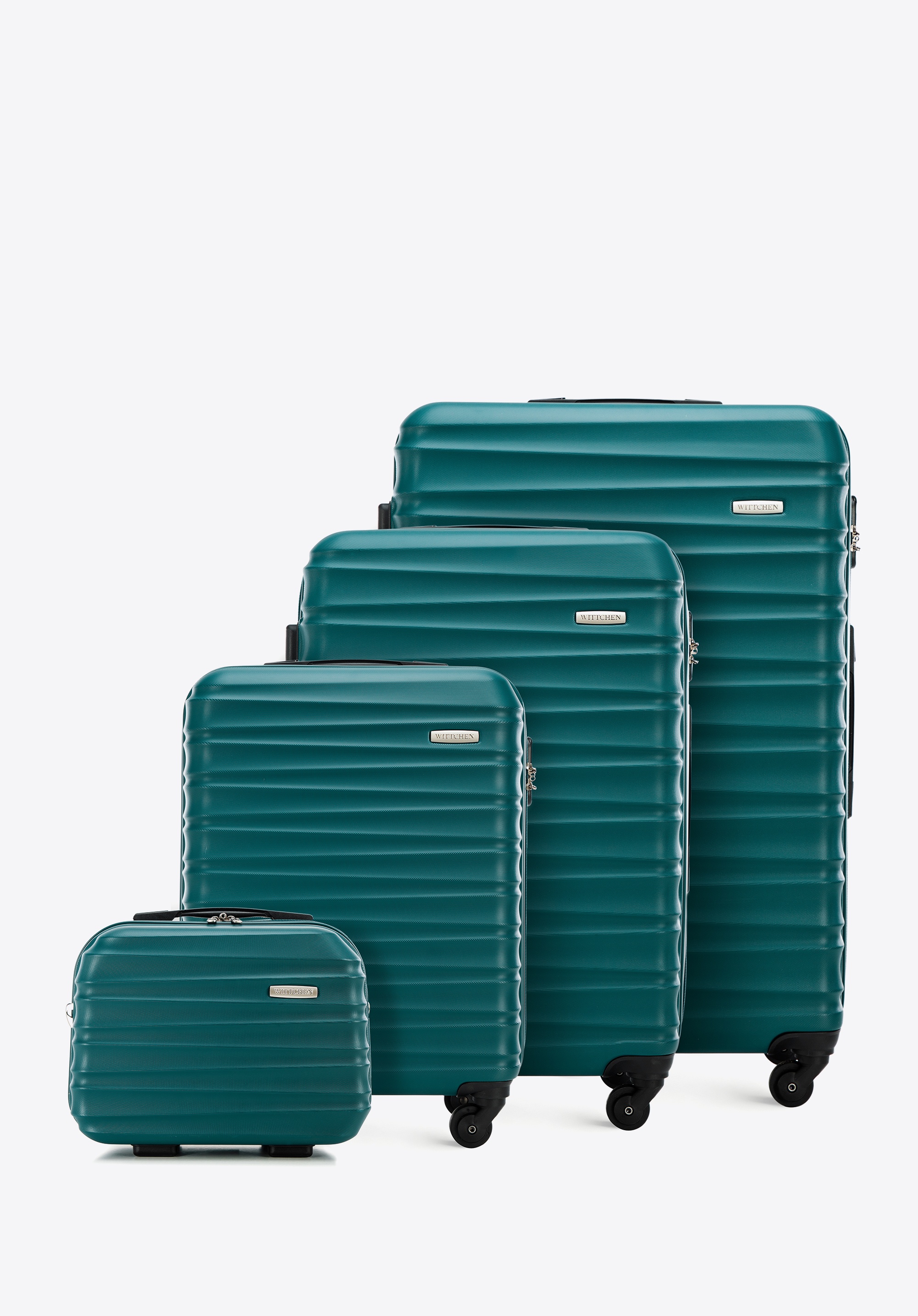 Set de valize din ABS cu nervuri, verde, 56-3A-31K-85, Fotografie 1