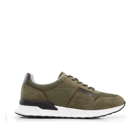Adidași din piele de căprioară pentru bărbați cu inserții elastice, verde, 96-M-513-Z-39, Fotografie 1