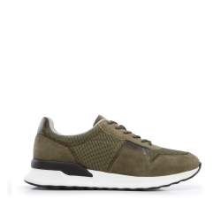 Adidași din piele de căprioară pentru bărbați cu inserții elastice, verde, 96-M-513-Z-43, Fotografie 1
