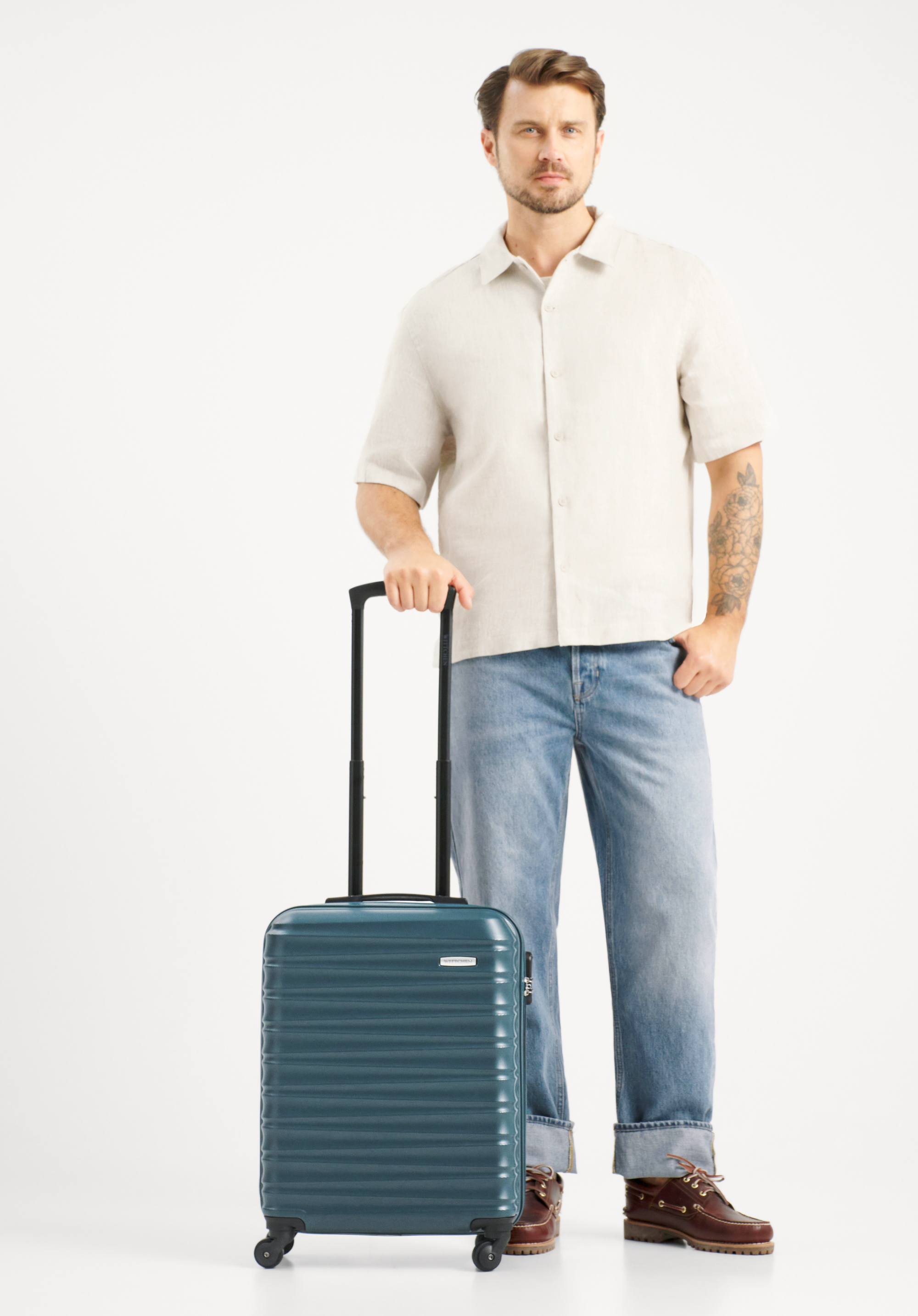 Valiză de cabină cu ABS, cu dungi orizontale