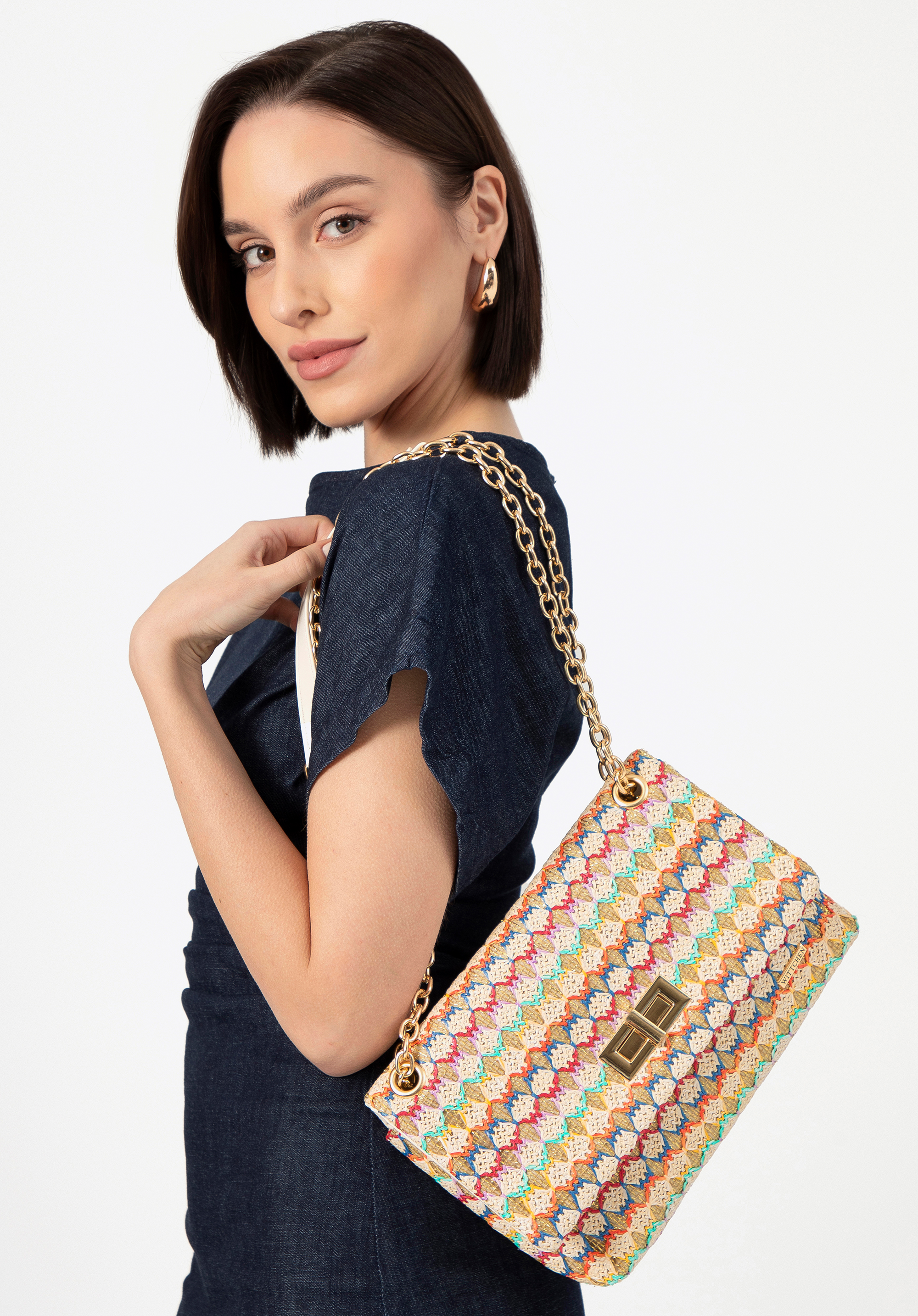 Dámská řetízková crossbody kabelka, vícebarevný, 100-4Y-414-X1, Obrázek 1