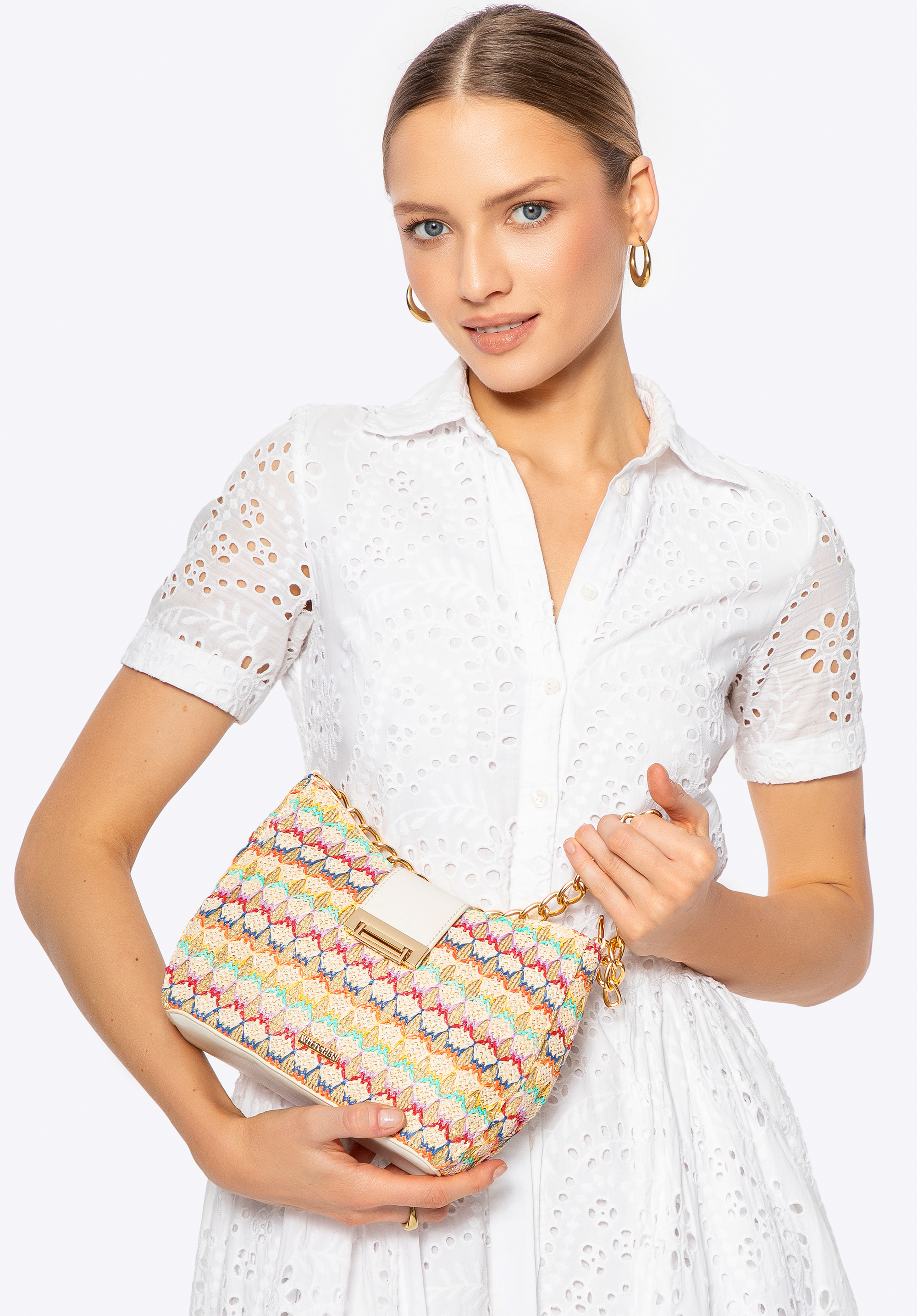Dámská tkaná crossbody kabelka, vícebarevný, 100-4Y-415-X1, Obrázek 1