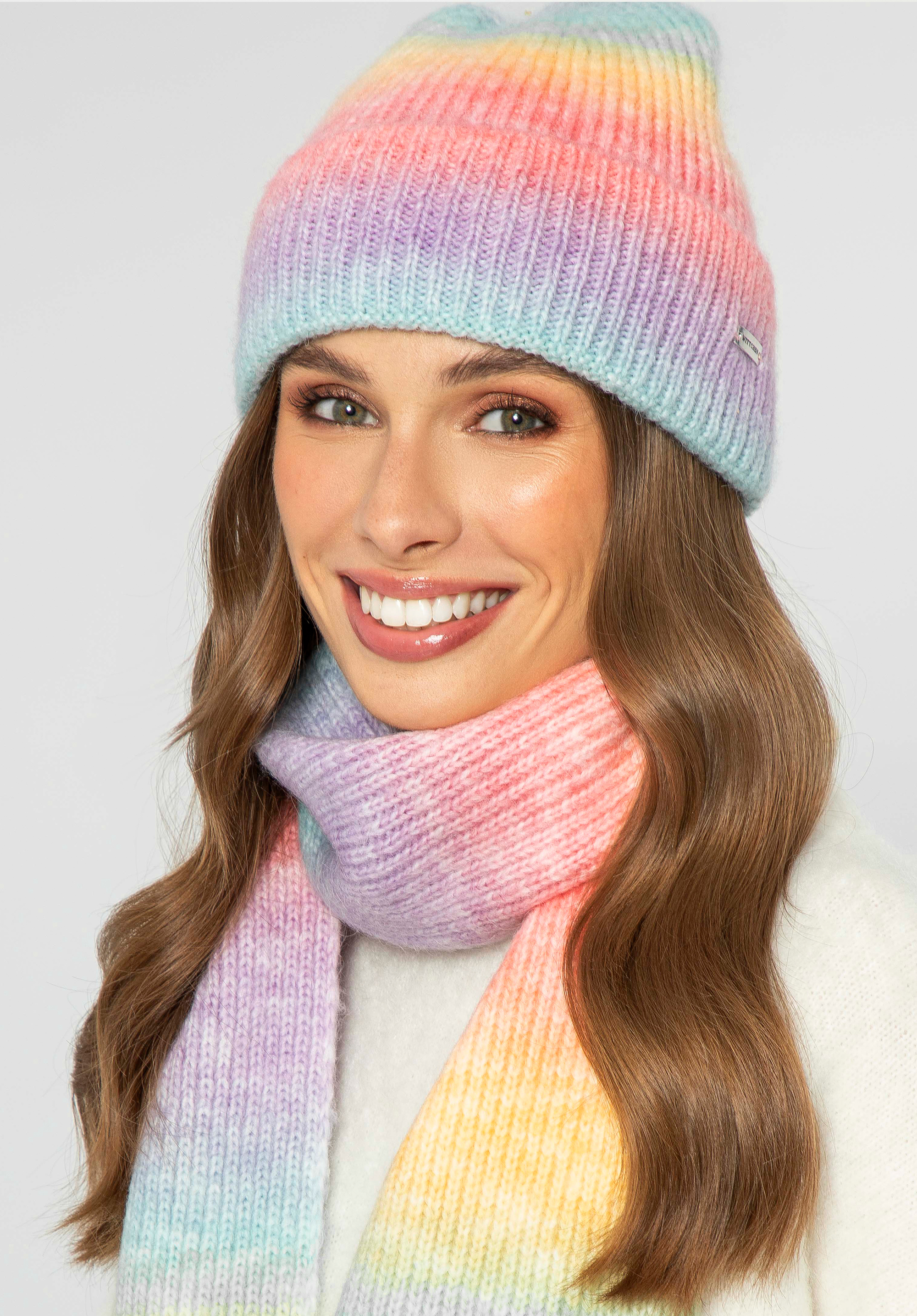 Dámská zimní ombré čepice, vícebarevný, 99-HF-206-X2, Obrázek 1