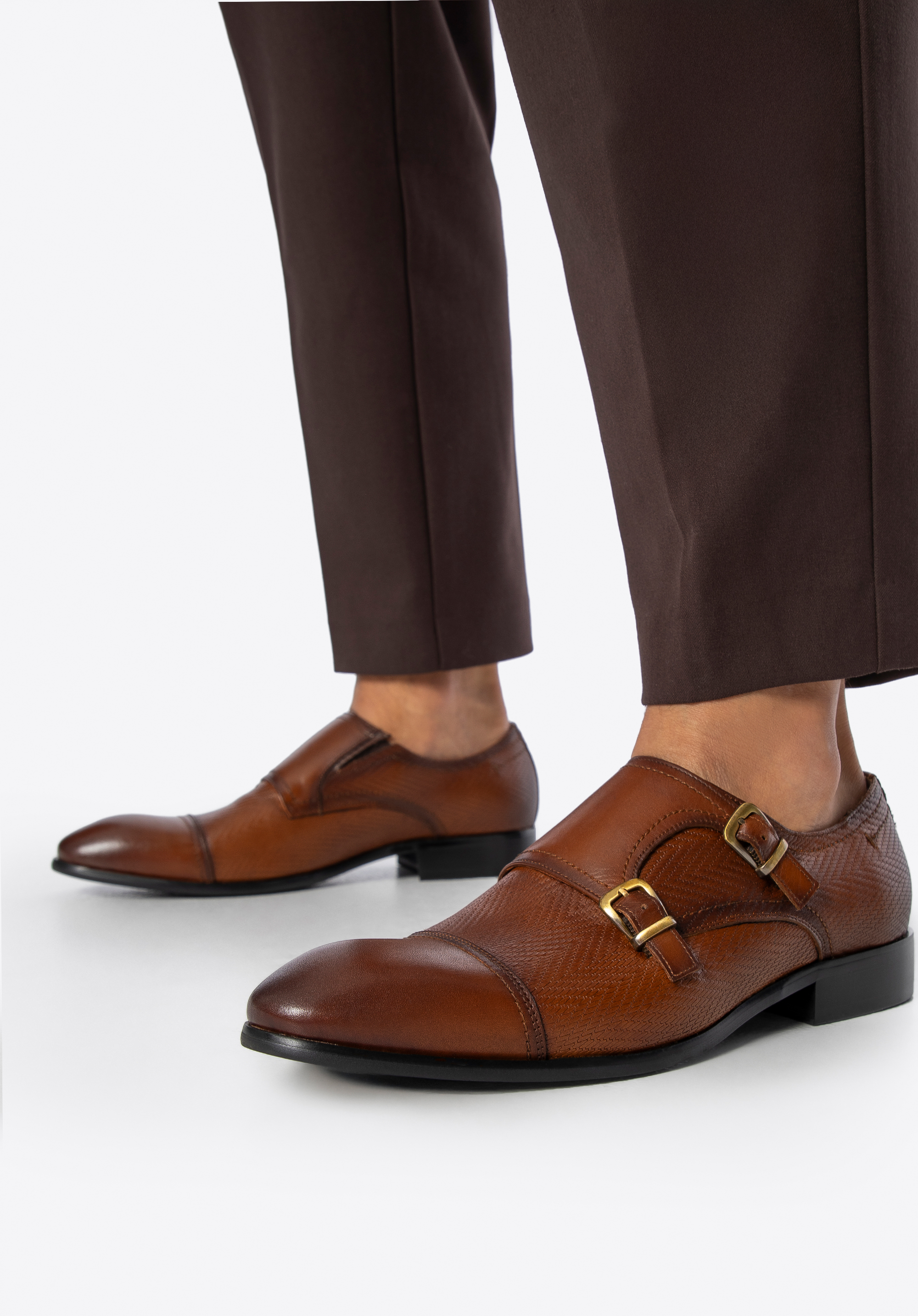 Csatos férfi félcipő, világos barna, 100-M-509-5-41, Fénykép 1