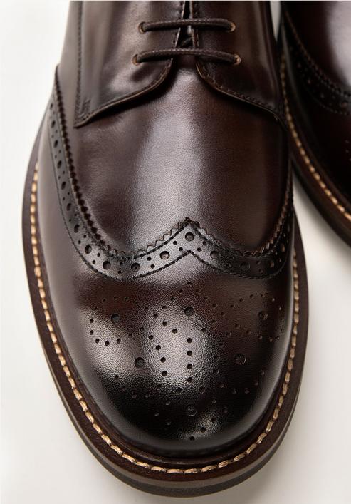 Férfi bőrcipő dekoratív perforációval, világos barna, 98-M-713-4-45, Fénykép 7
