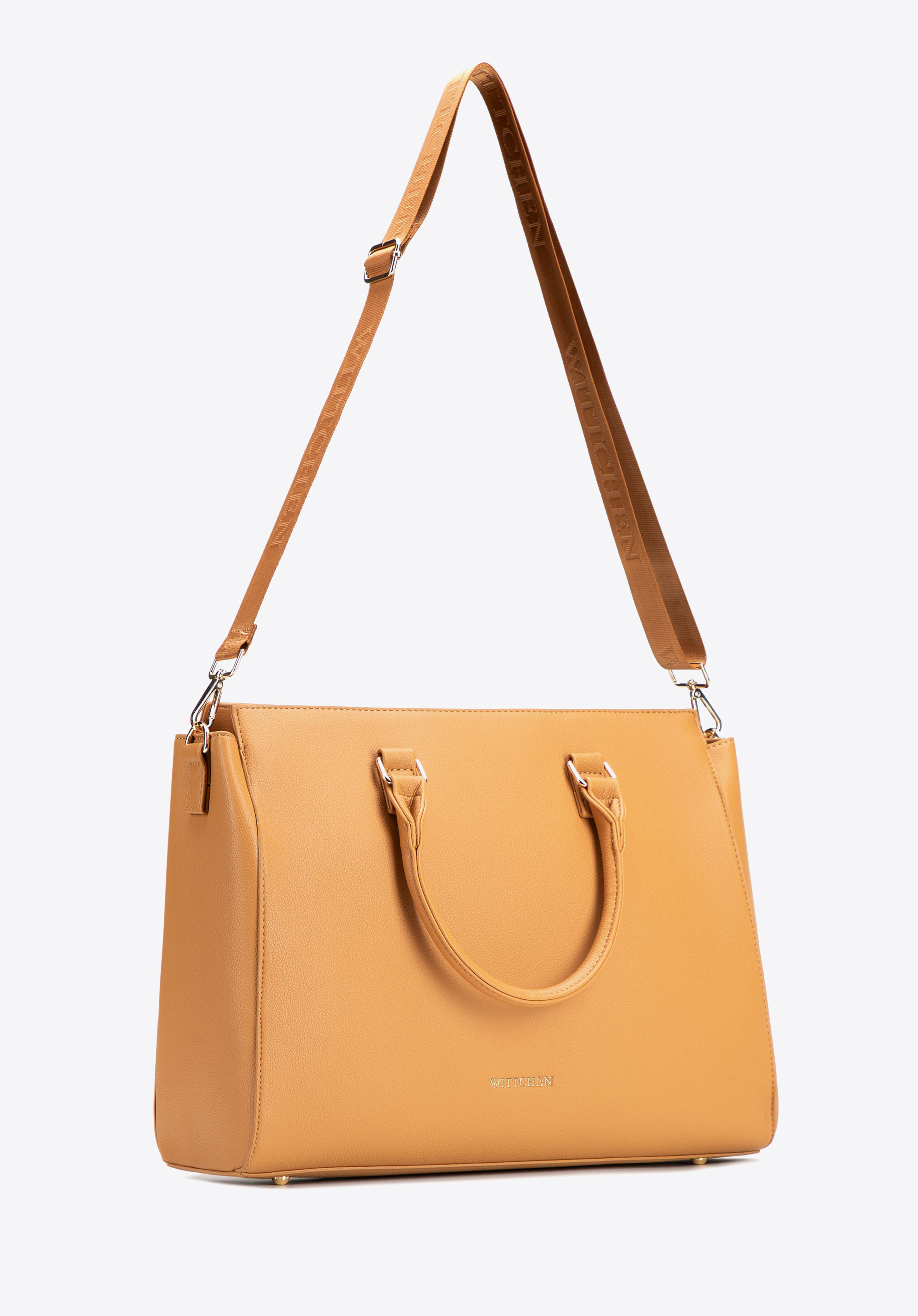 Női ökobőr 17"-es laptoptáska világosbarna