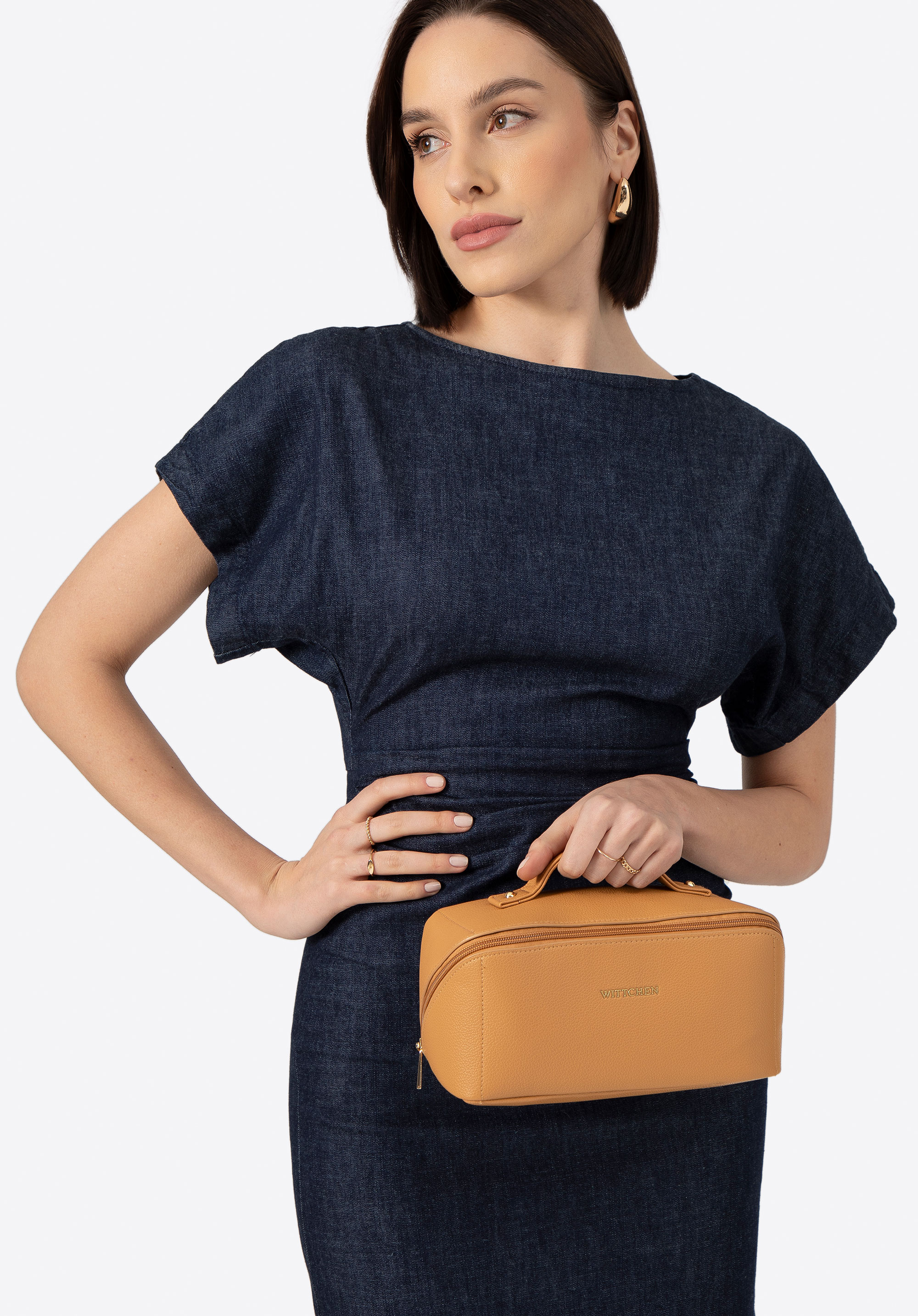 Ökobőr kozmetikai táska világosbarna