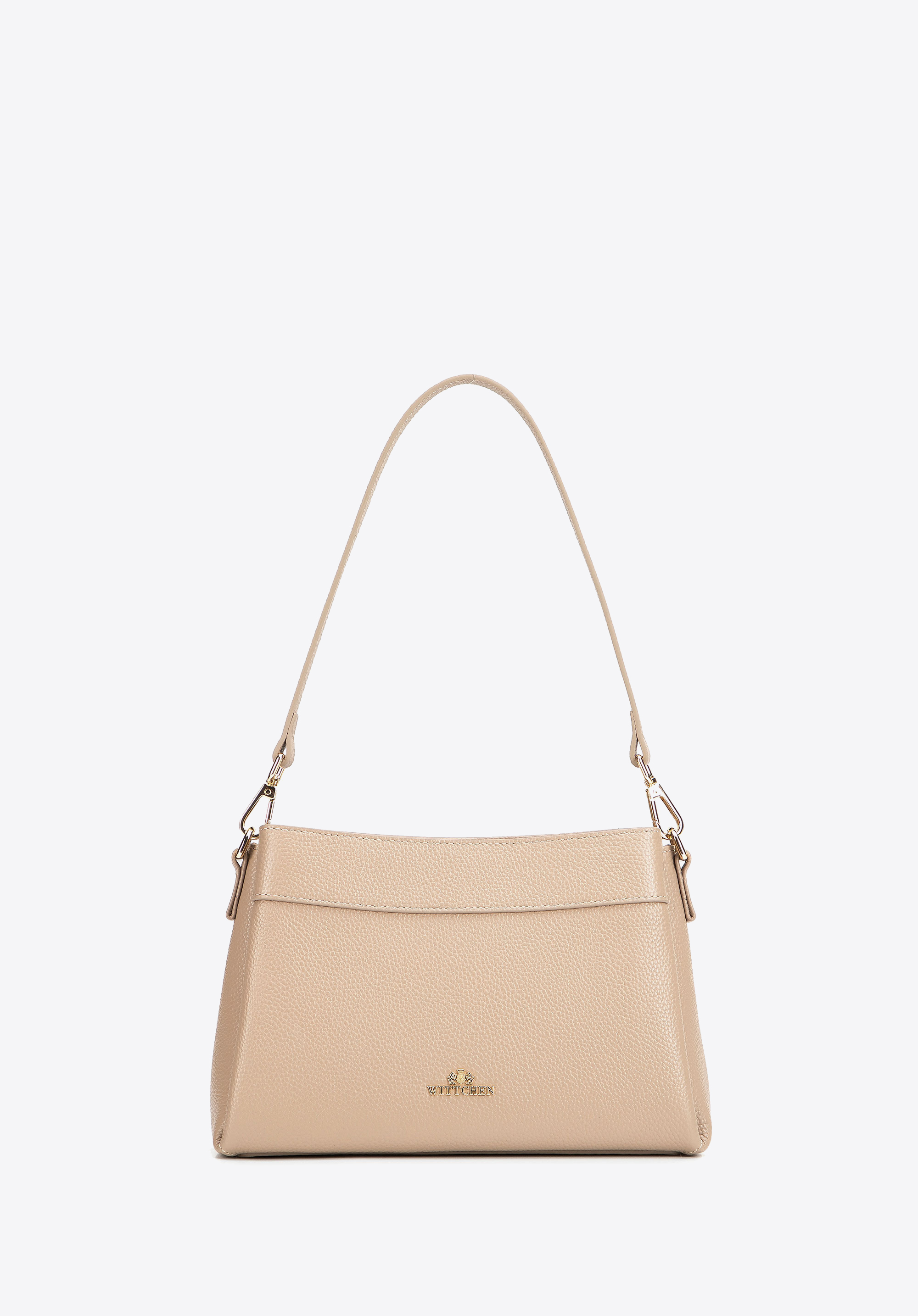 Női bőr crossbody táska három rekesszel, világos bézs, 103-4E-630-0, Fénykép 1