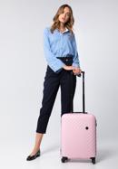 ABS Geometrikus kialakítású kabinbőrönd, világos rózsaszín, 56-3A-751-11, Fénykép 15