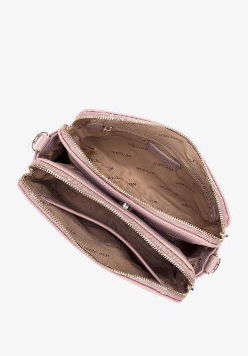 Műbőr crossbody táska három rekesszel, világos rózsaszín, 29-4Y-016-B1, Fénykép 3