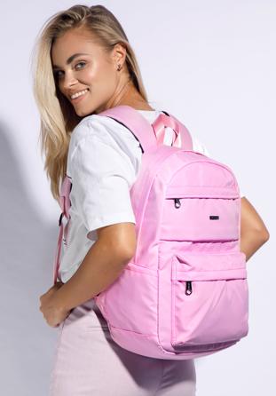 Nagyméretű női nylon hátizsák, világos rózsaszín, 94-4Y-113-P, Fénykép 1