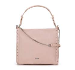 Láncos női táska szegecsekkel, világos rózsaszín, 94-4Y-005-P, Fénykép 1