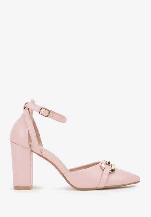 Női magas sarkú cipő dekoratív csattal, világos rózsaszín, 98-DP-208-P-35, Fénykép 1