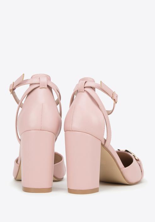 Női magas sarkú cipő dekoratív csattal, világos rózsaszín, 98-DP-208-P-35, Fénykép 4