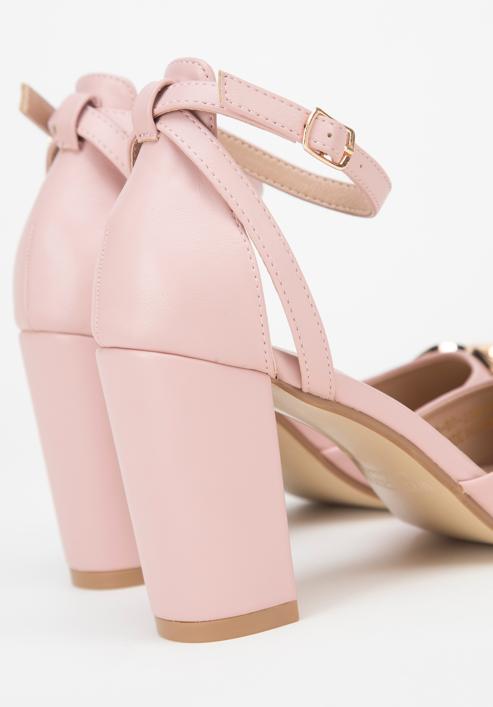 Női magas sarkú cipő dekoratív csattal, világos rózsaszín, 98-DP-208-1-40, Fénykép 8