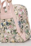 Női virágmintás műbőr kockás fazonú hátizsák, világos rózsaszín, 98-4Y-201-0, Fénykép 4