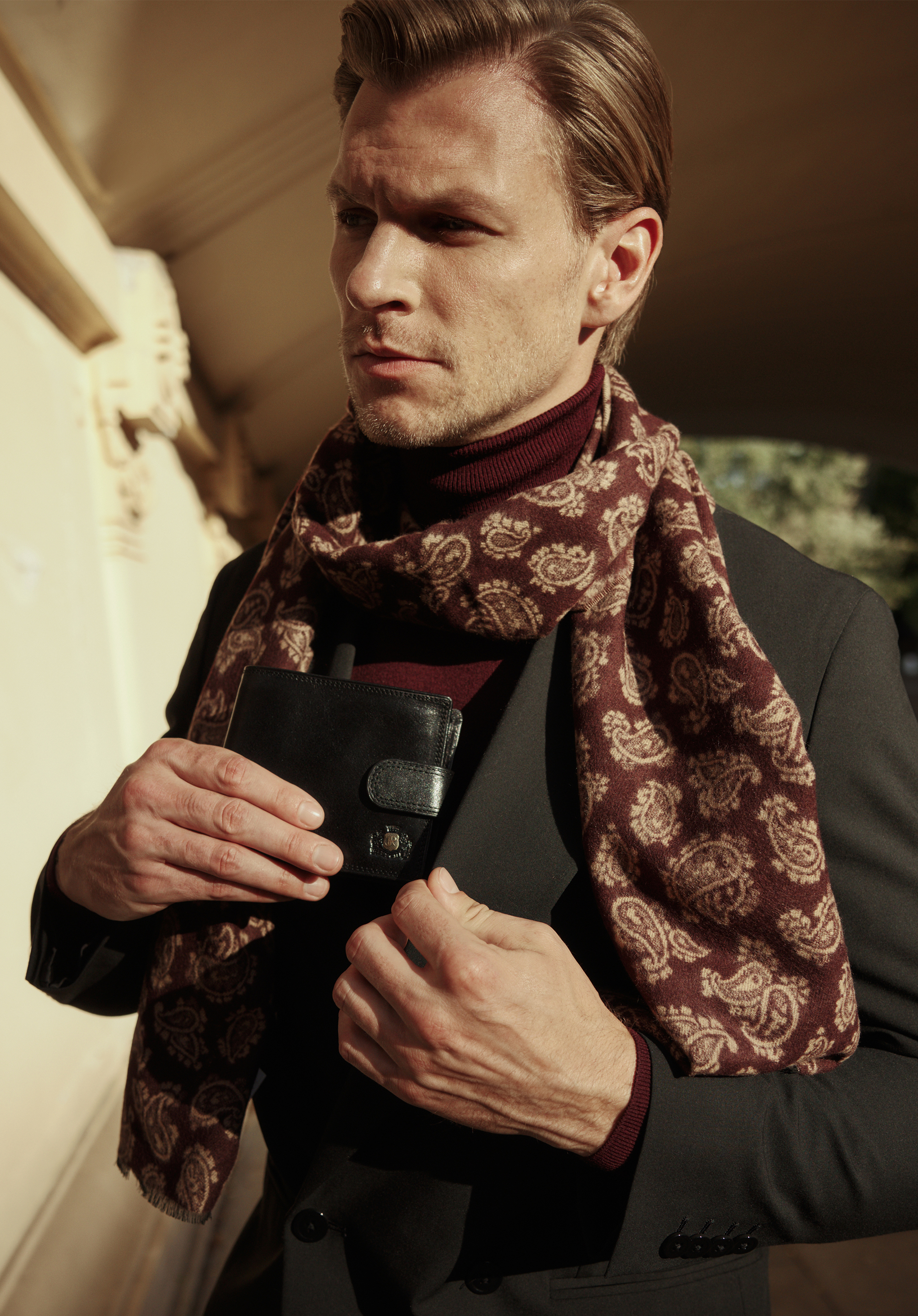 Pánský paisley šátek, vínová béžová, 100-7M-004-X4, Obrázek 1