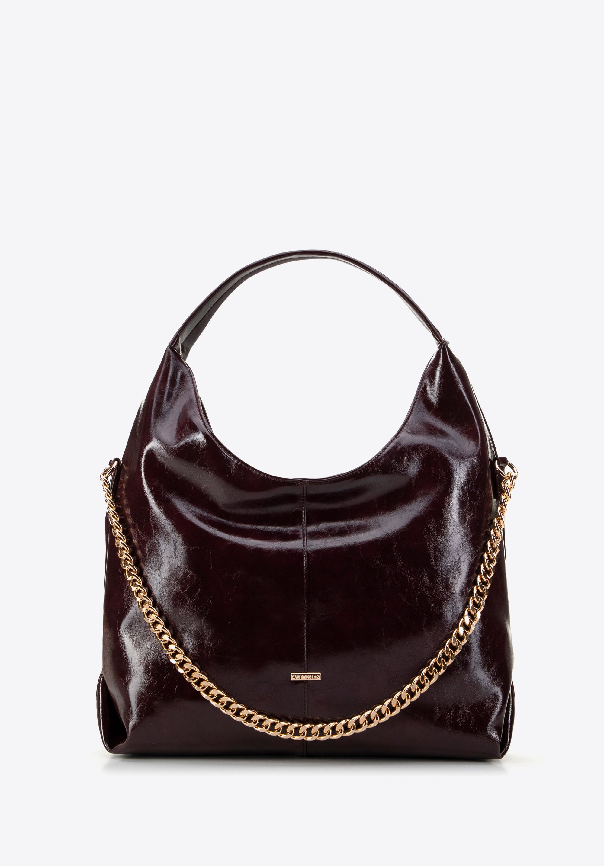 Dámská jednokomorová kabelka s ozdobným řetízkem, vínová, 99-4Y-513-8, Obrázek 1