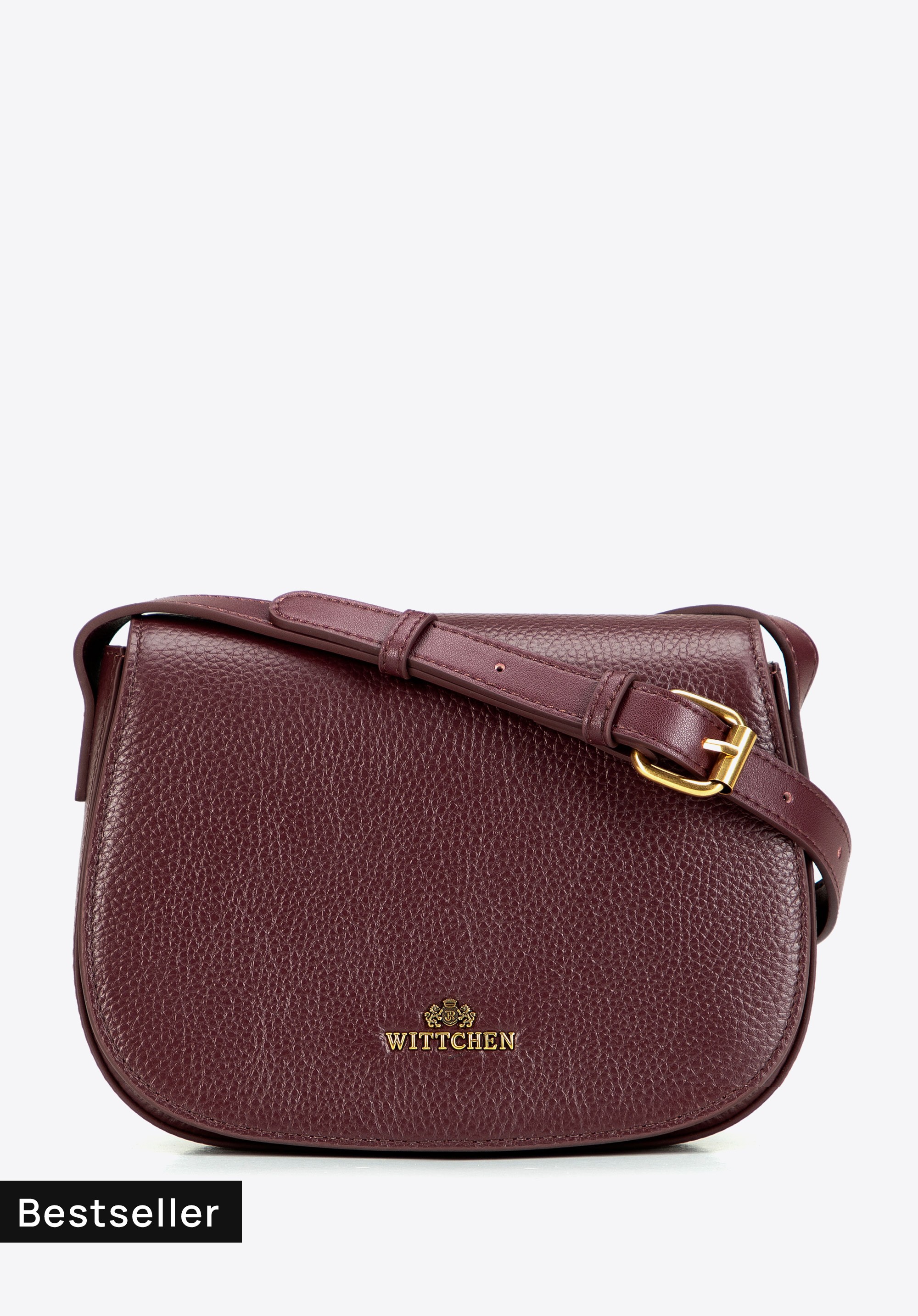 Dámská kožená crossbody kabelka s nastavitelným popruhem, vínová, 103-4E-209-3, Obrázek 1