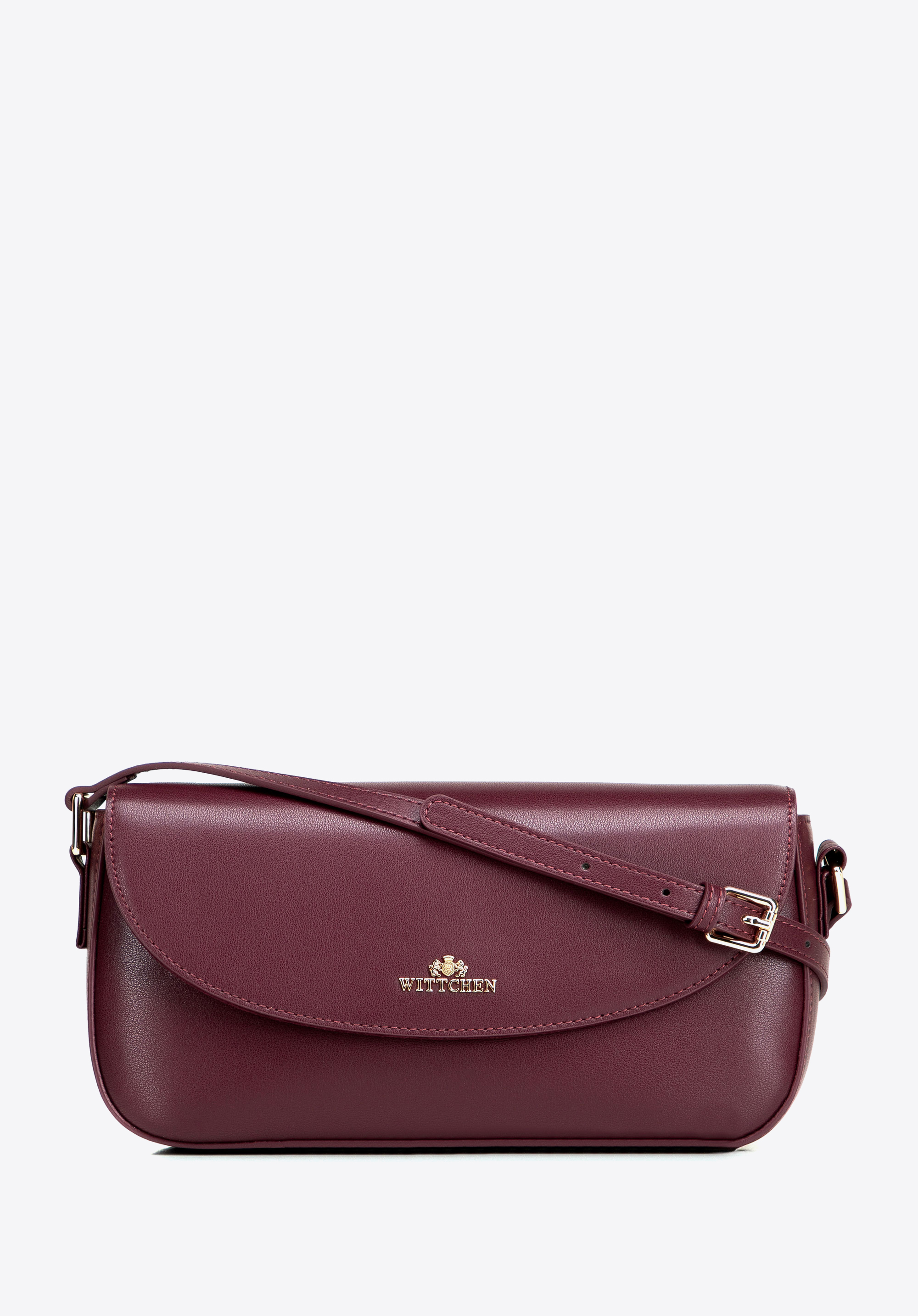 Dámská kožená crossbody kabelka s nastavitelným popruhem, vínová, 103-4E-616-3, Obrázek 1