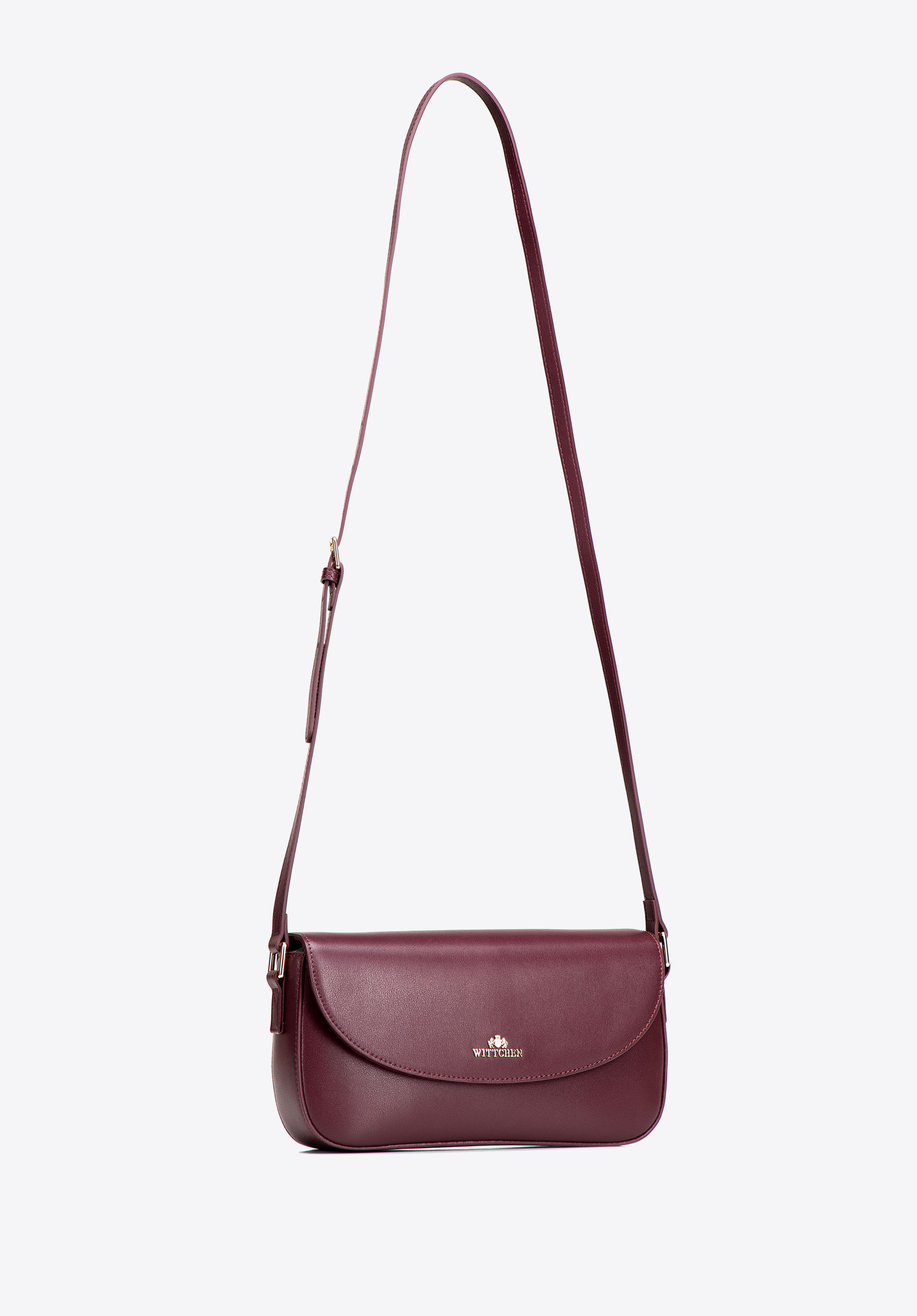 Dámská kožená crossbody kabelka s nastavitelným popruhem, vínová, 103-4E-616-3, Obrázek 1