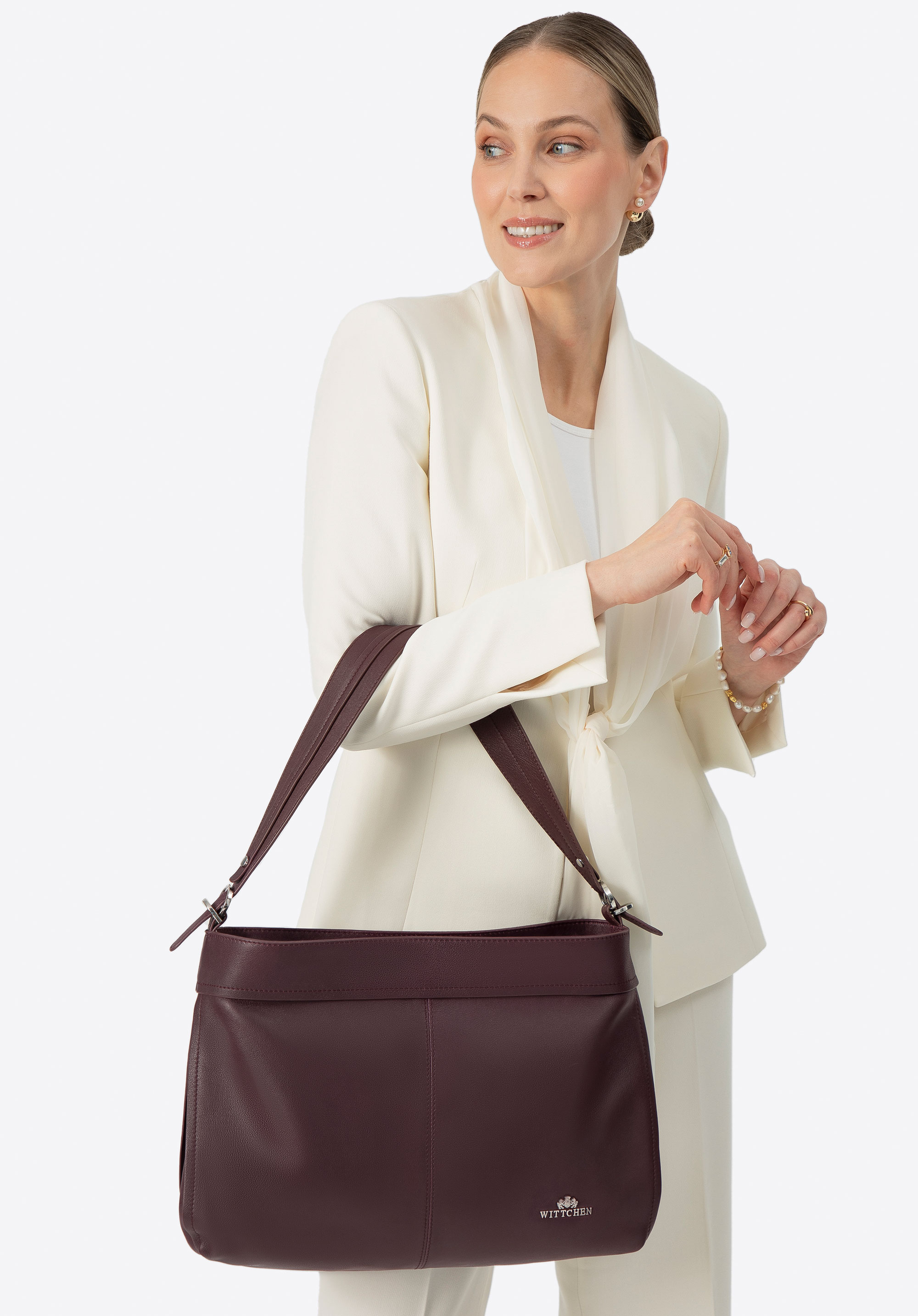 Dámská kožená shopperka s odnímatelnou rukojetí, vínová, 100-4E-812-3, Obrázek 1